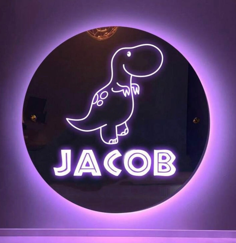 Custom Dinsosaur Mirror Sign