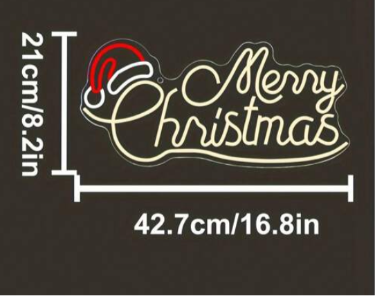 Merry Christmas Santa Hat LED Neon Sign