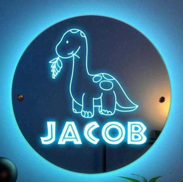 Custom Dinsosaur Mirror Sign