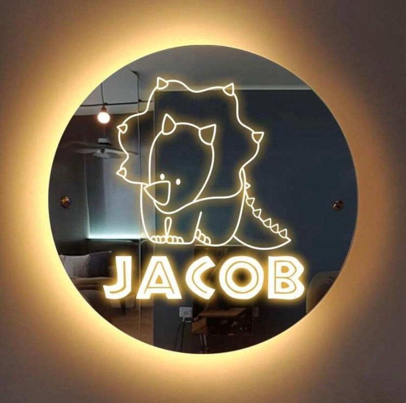 Custom Dinsosaur Mirror Sign
