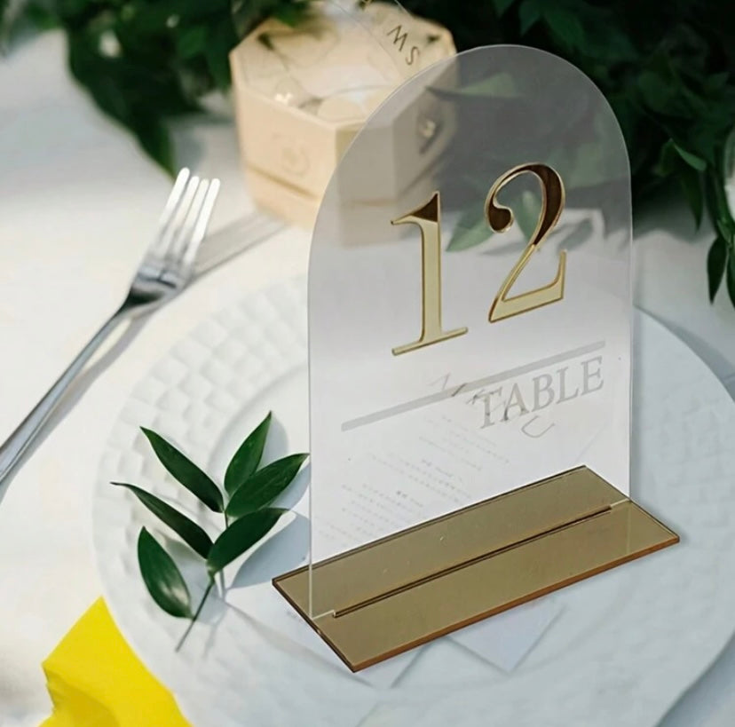 3D Clear Acrylic Arch Table Number signs