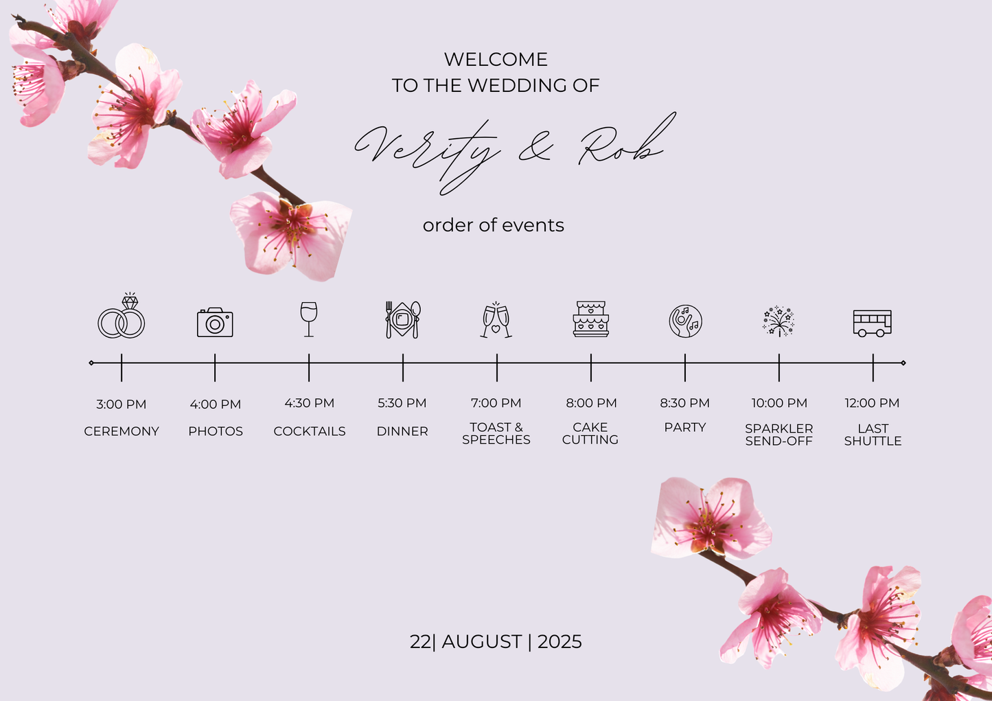 Order of the Day Wedding Sign