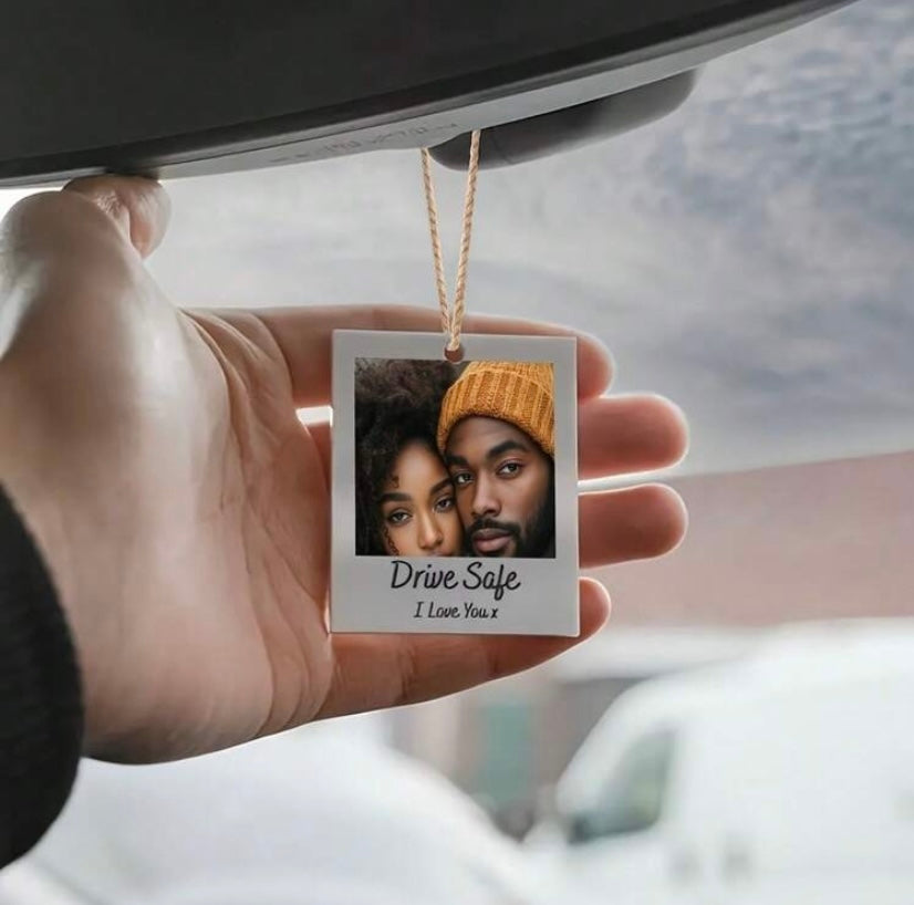 Personalised Polaroid Car Hanging Sign