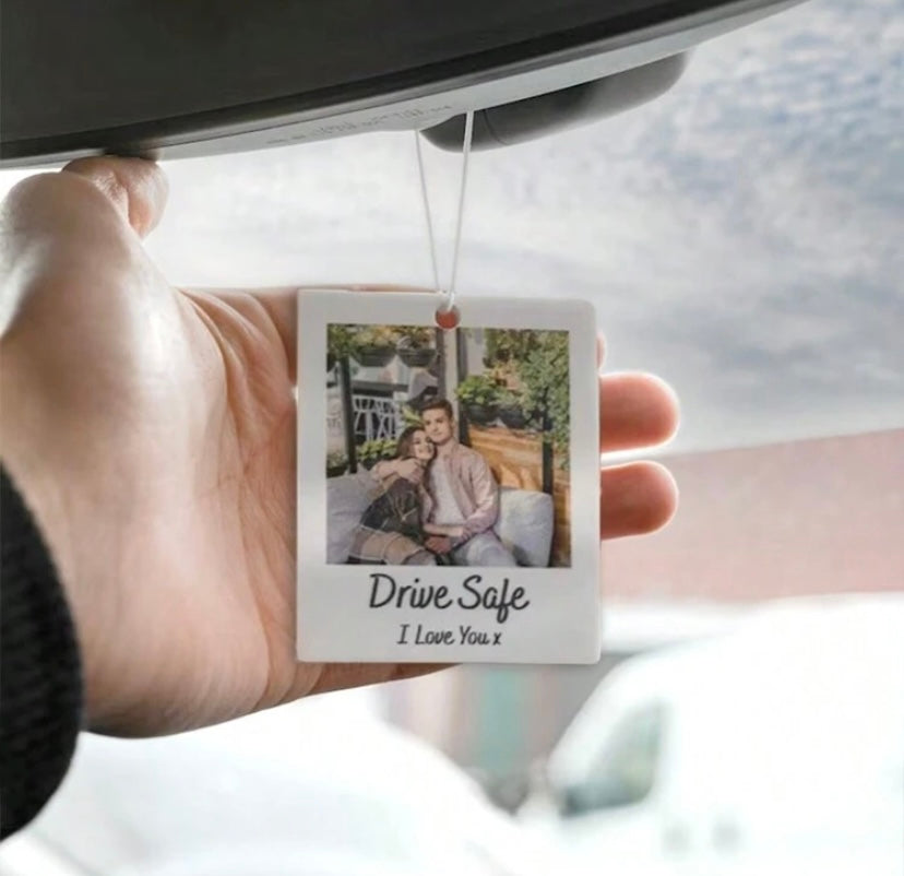 Personalised Polaroid Car Hanging Sign