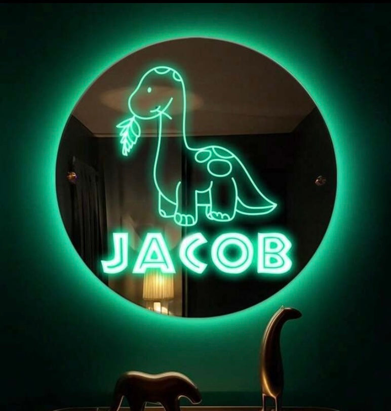 Custom Dinsosaur Mirror Sign