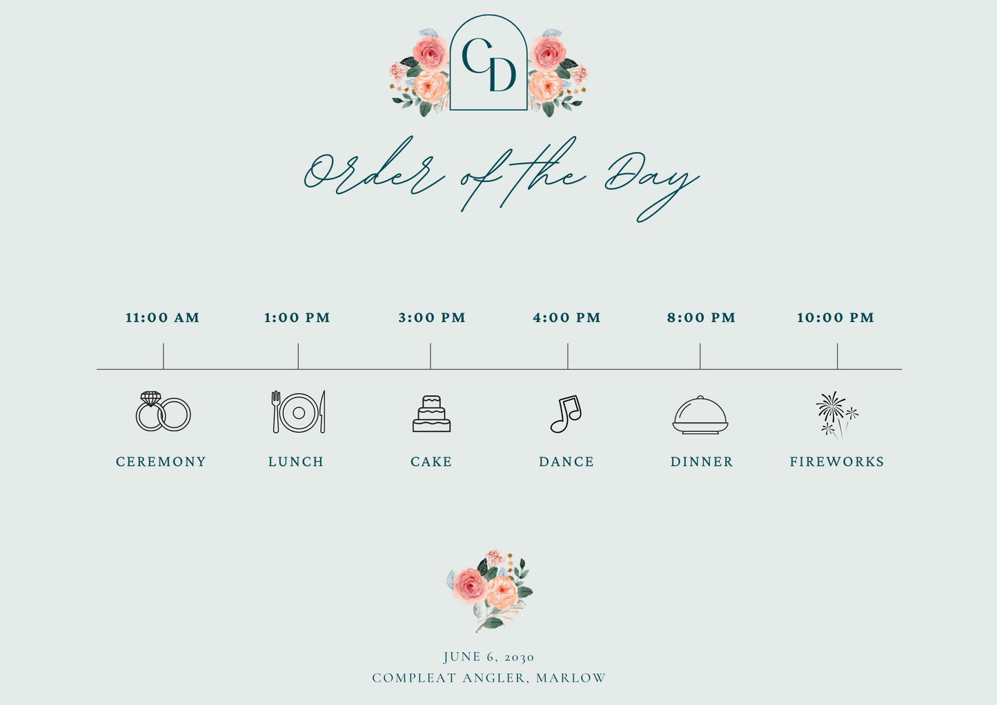 Order of the Day Wedding Sign