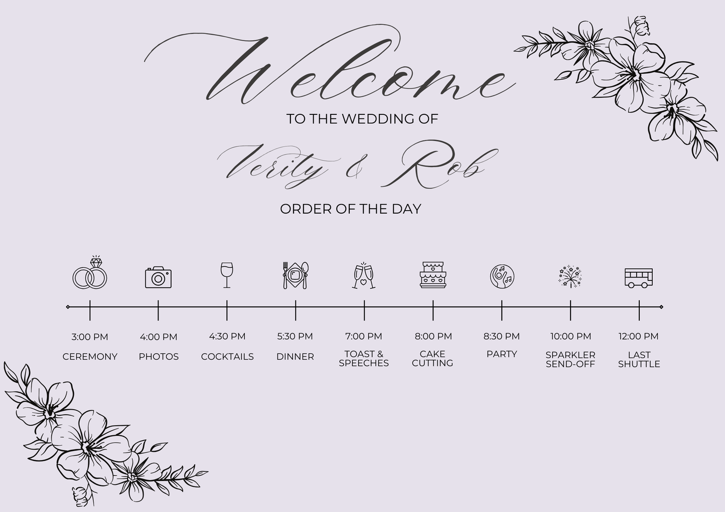 Order of the Day Wedding Sign