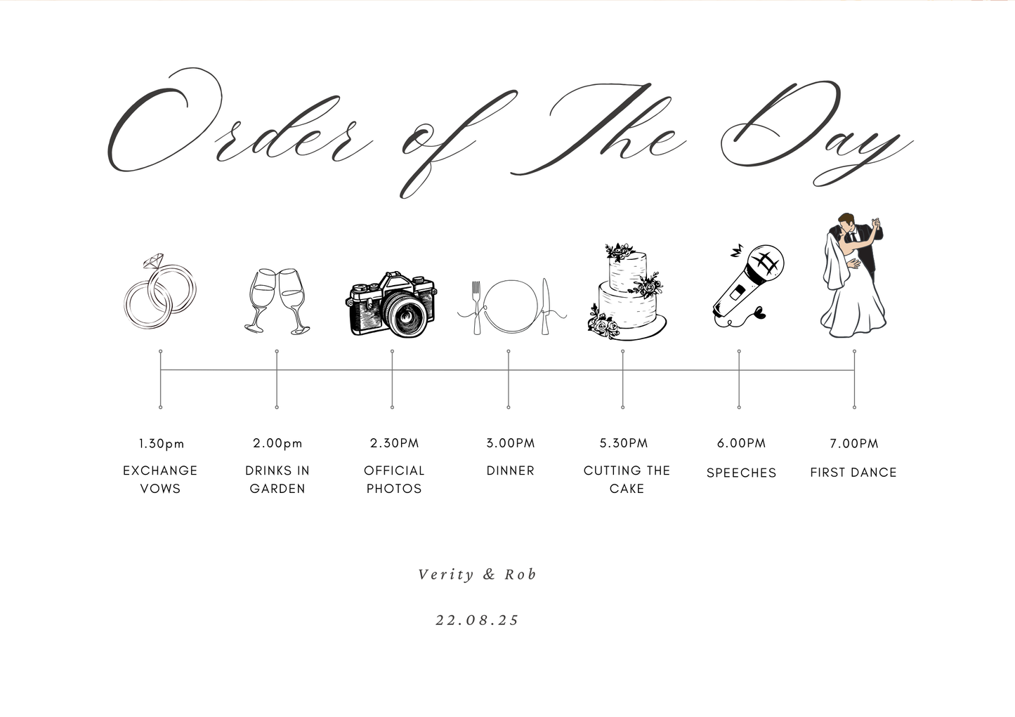 Order of the Day Wedding Sign