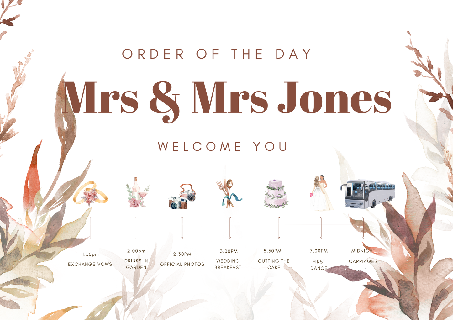 Order of the Day Wedding Sign