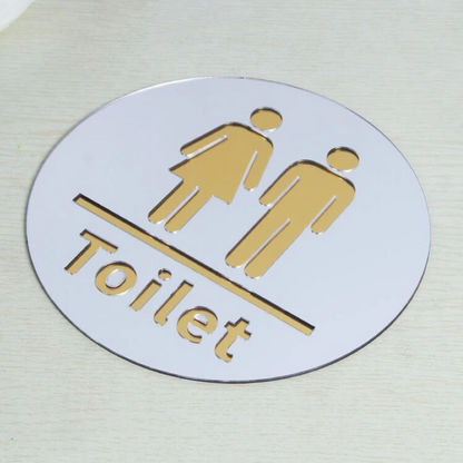 Acrylic Mirror Unisex Toilet Sign