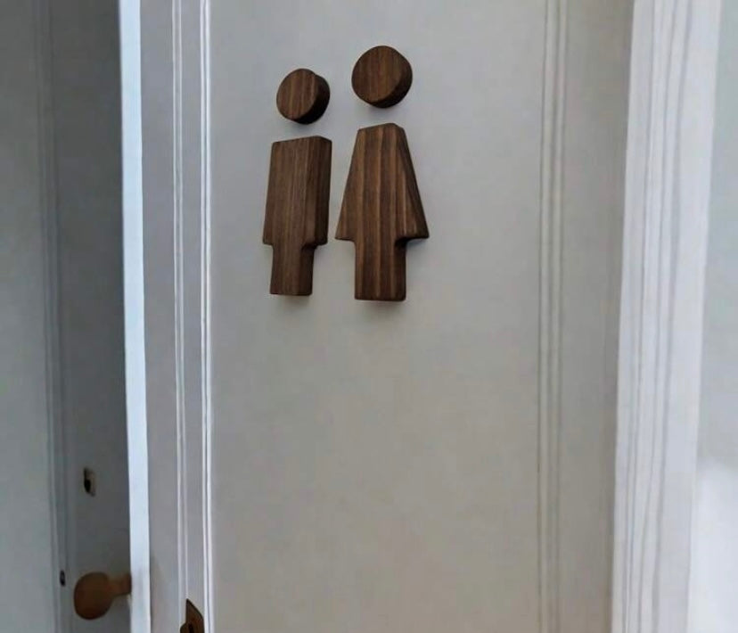 Wooden Toilet Sign