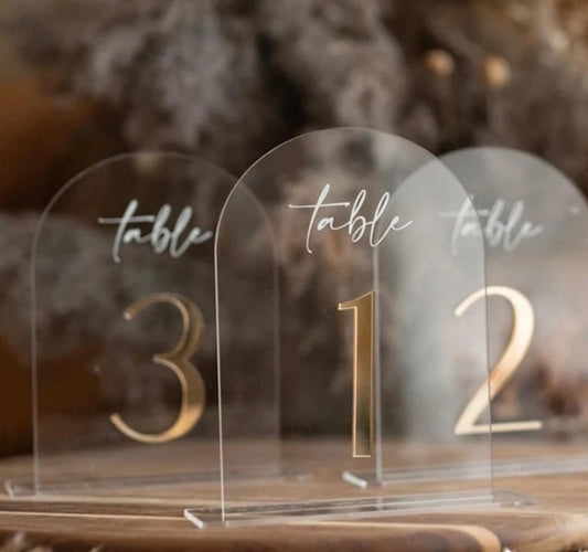 3D Clear Acrylic Arch Table Number signs