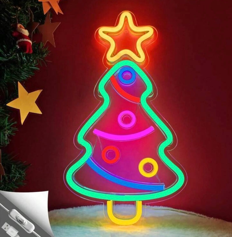 Christmas Tree with decorations LED Neon Sign