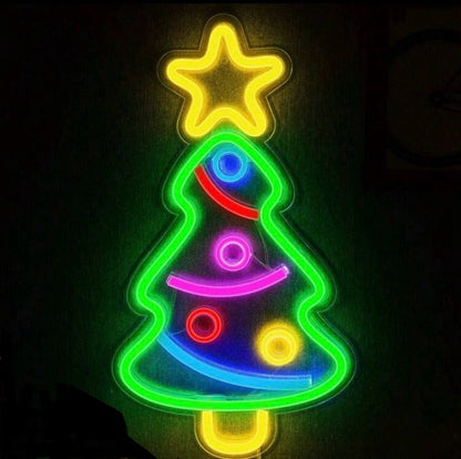 Christmas Tree with decorations LED Neon Sign