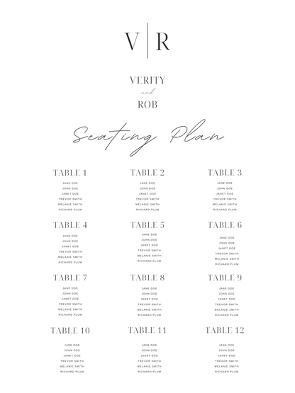 Printed Seating Plan